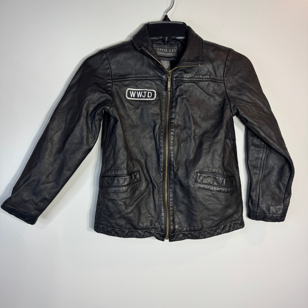 Copper Key Girls‎ 7/8 Black Genuine Leather Jacket Harley Diva Patch Biker WWJD